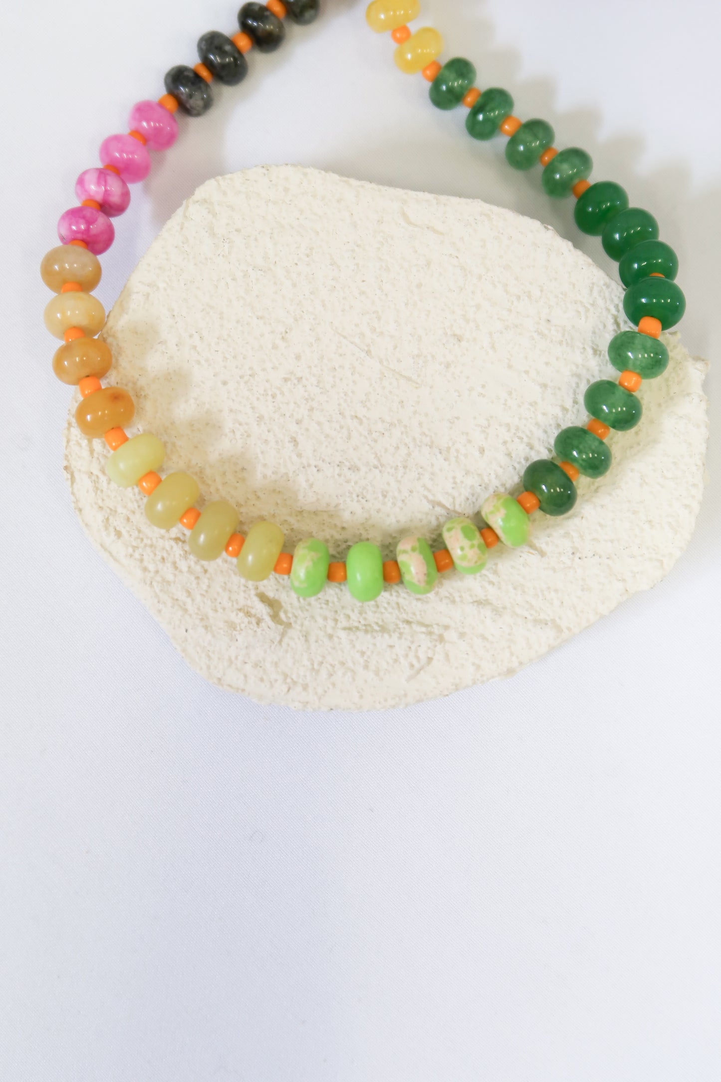 Maui Sunset Natural Stone 316L Stainless Steel Necklace