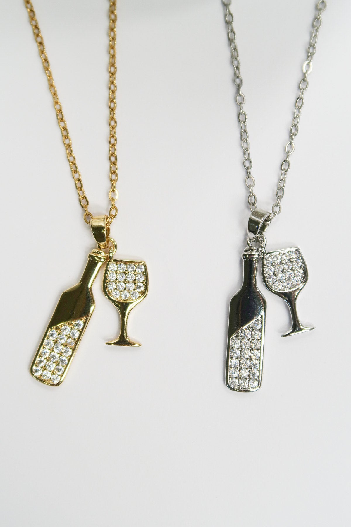 Social Hour Wine 316L Stainless Steel Crystal Necklace