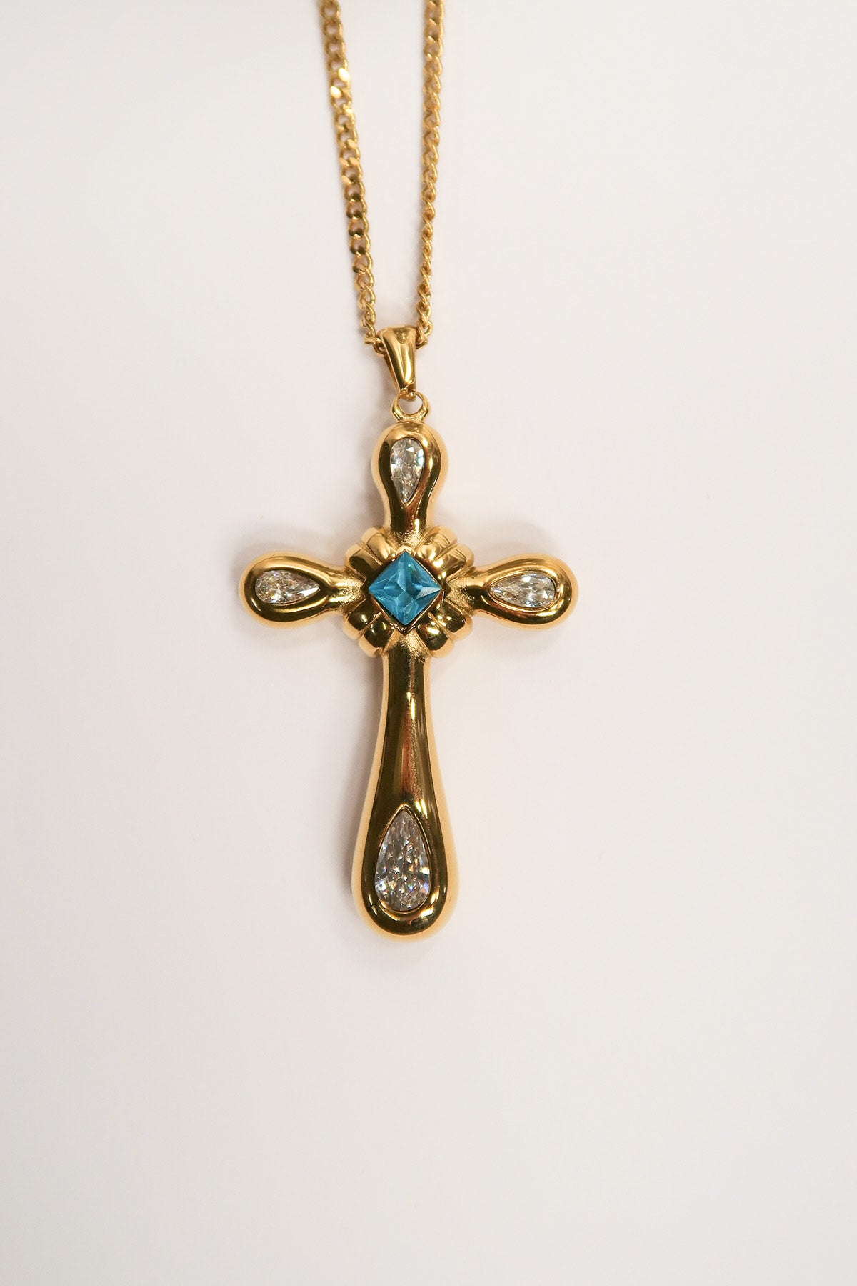 Golden Faith Cross 316L Stainless Steel Statement Necklace