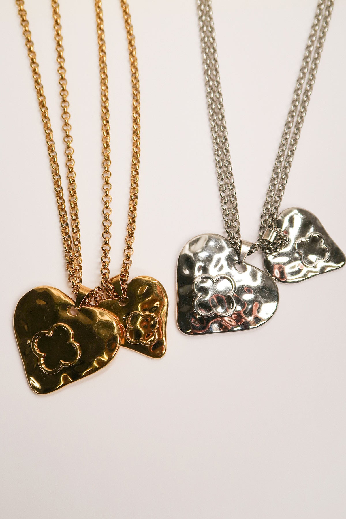 Eternal Affair Double Heart 316L Stainless Steel Statement Necklace
