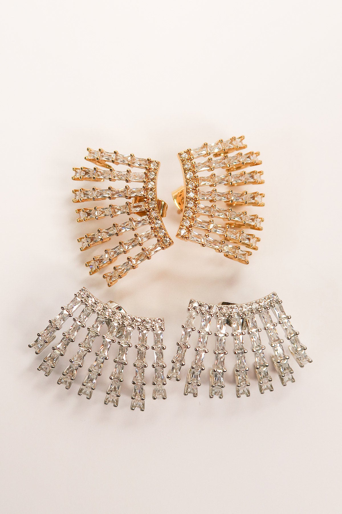 Regal Revival 316L Stainless Steel Crystal Jacket Earrings
