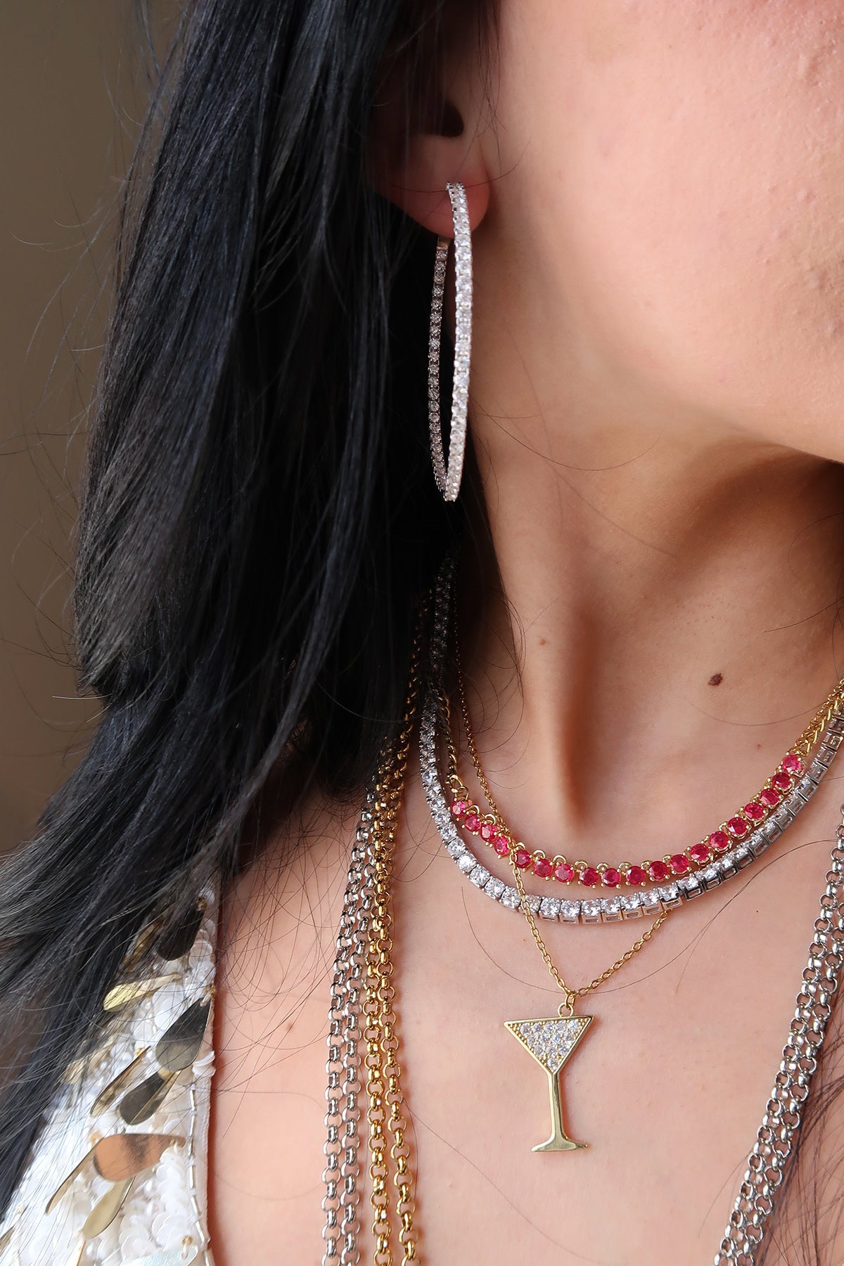 Nightcap Martini 316L Stainless Steel Crystal Necklace
