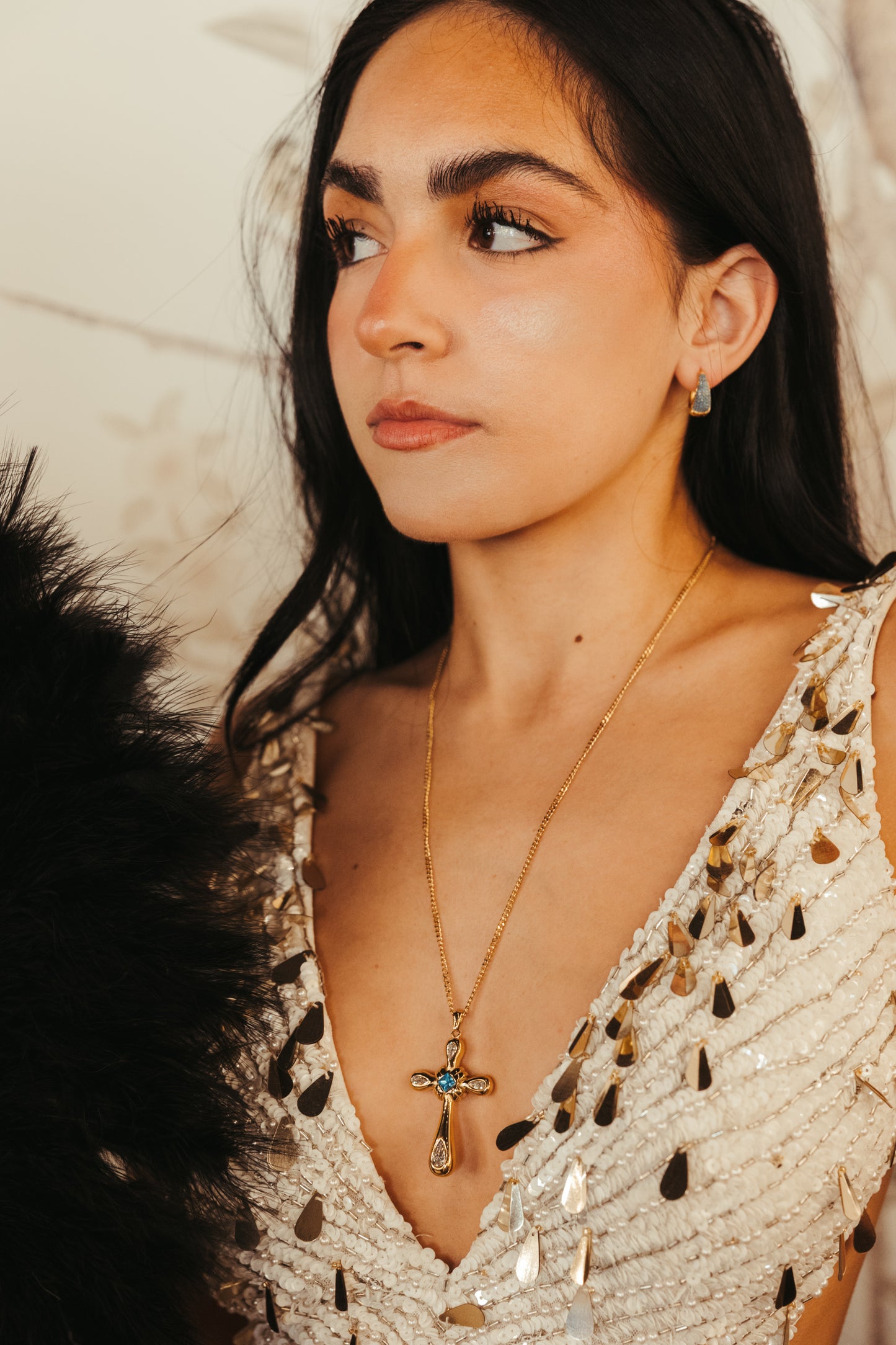 Golden Faith Cross 316L Stainless Steel Statement Necklace