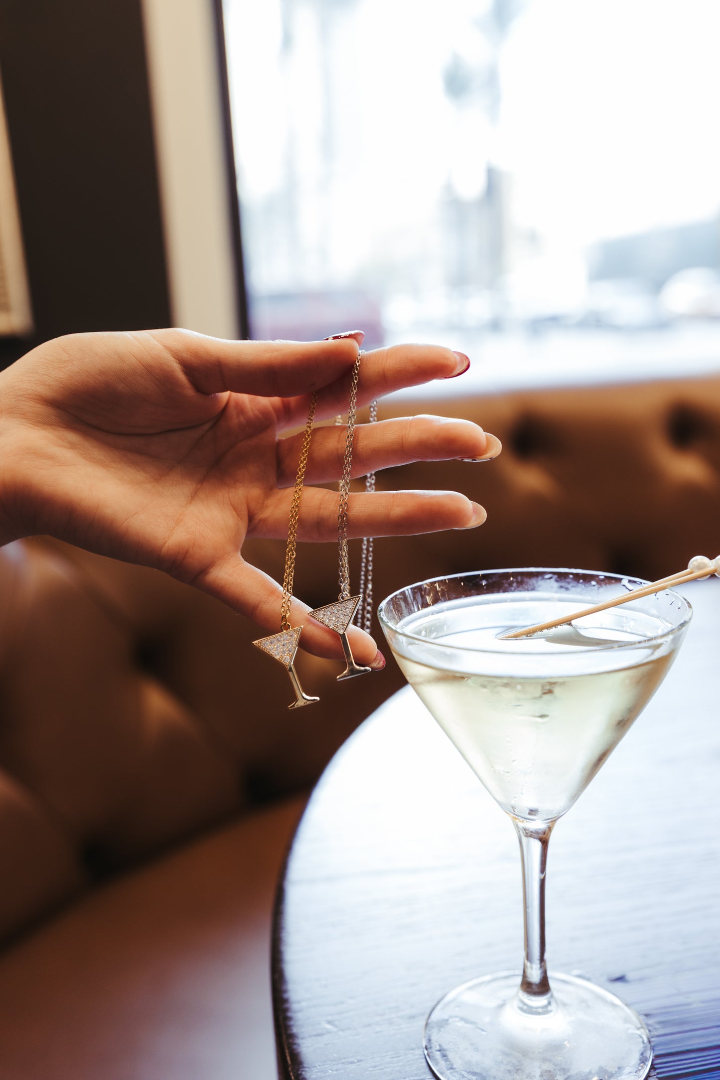 Nightcap Martini 316L Stainless Steel Crystal Necklace