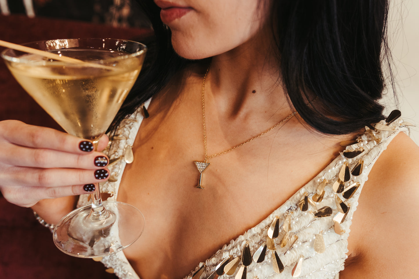 Nightcap Martini 316L Stainless Steel Crystal Necklace