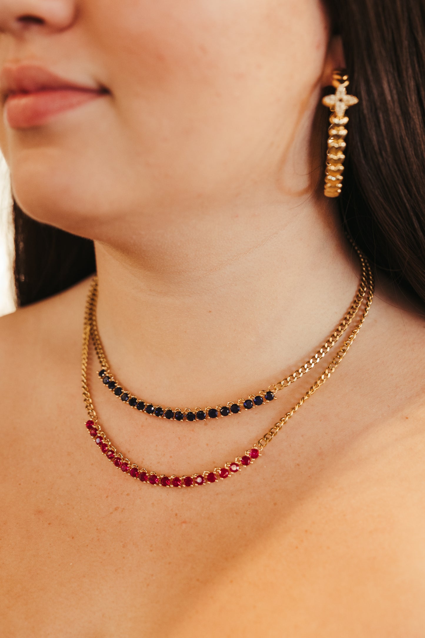 Socialite Ruby or Sapphire 316L Stainless Steel Necklace