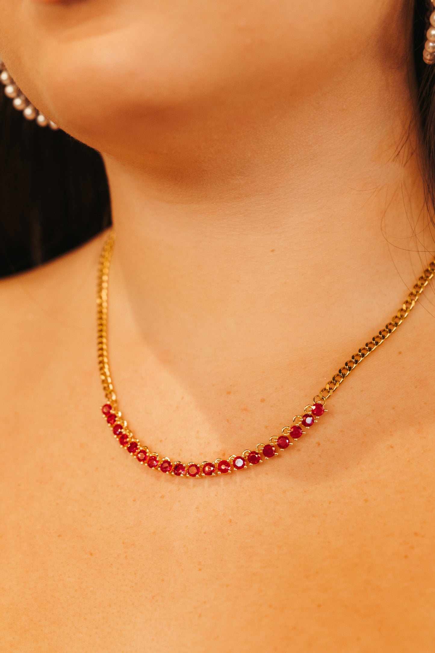 Socialite Ruby or Sapphire 316L Stainless Steel Necklace