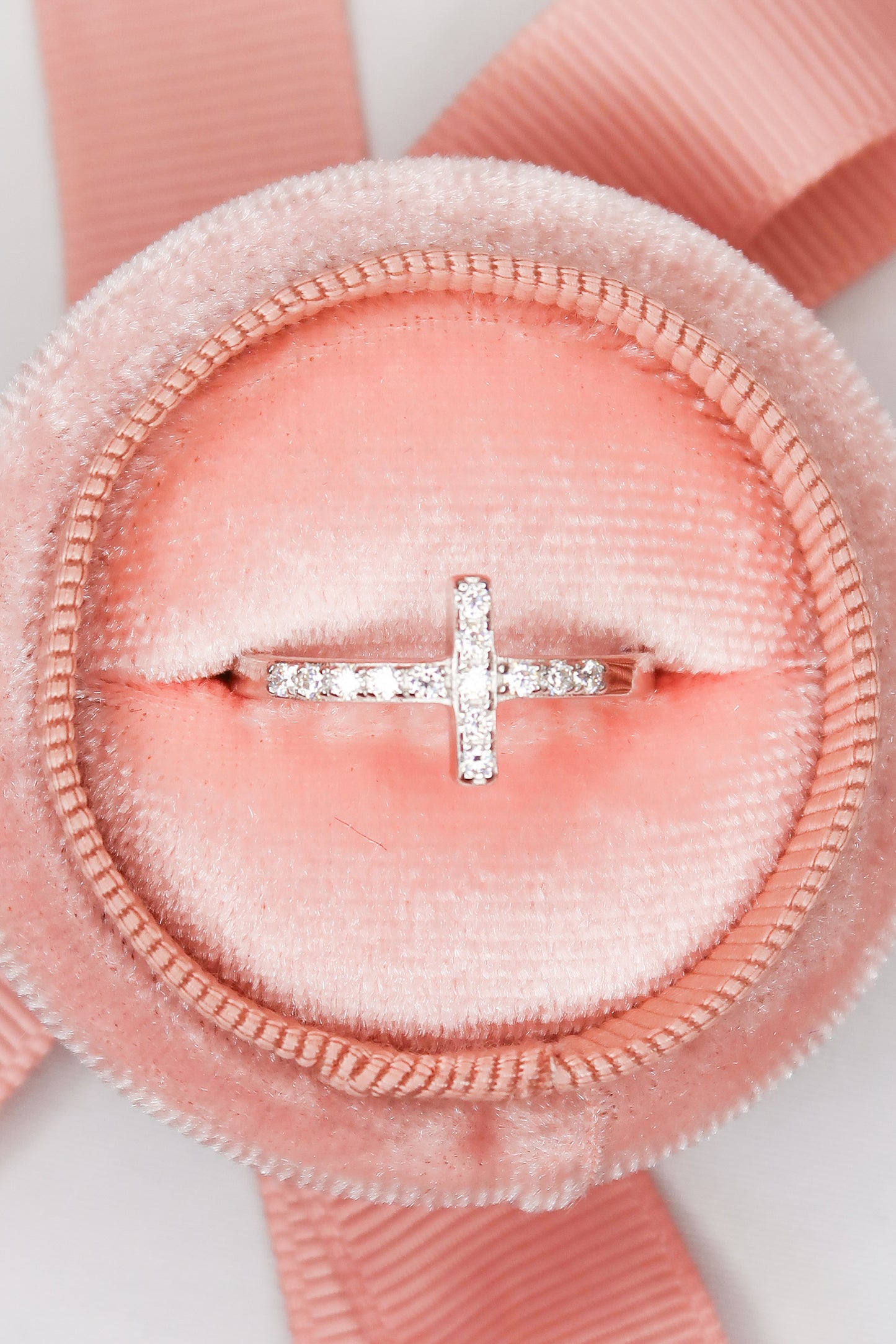 Halo .925 Sterling Silver Crystal Cross Moissanite Ring