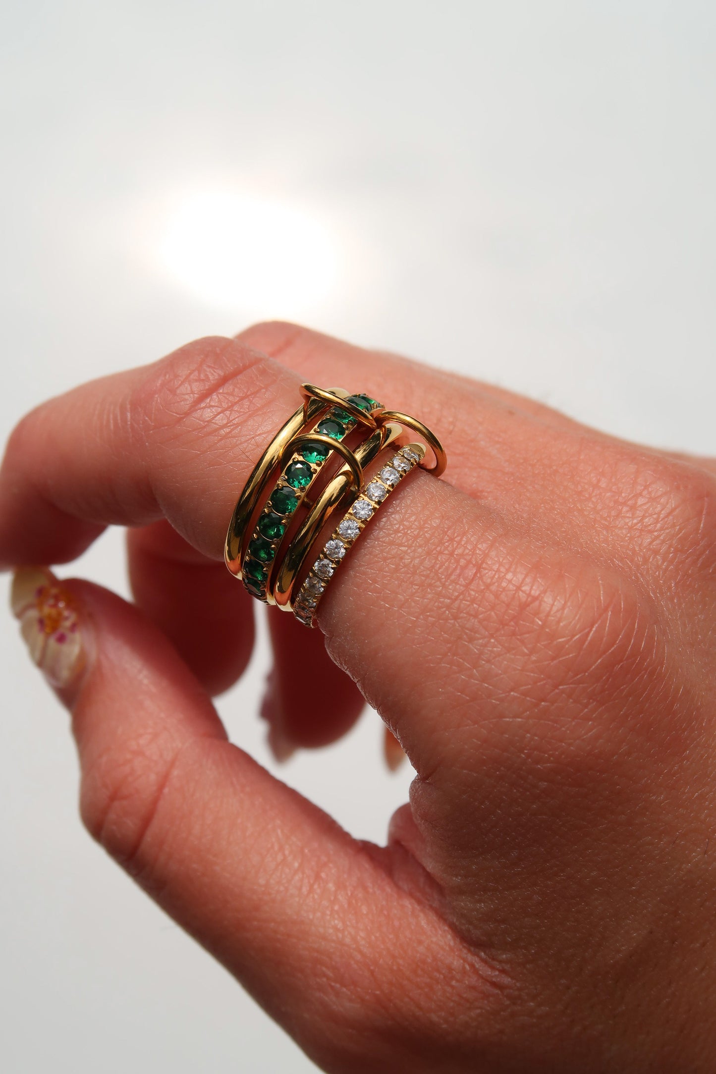 Esmeralda Royal Emerald Spinner 316L Stainless Steel Ring