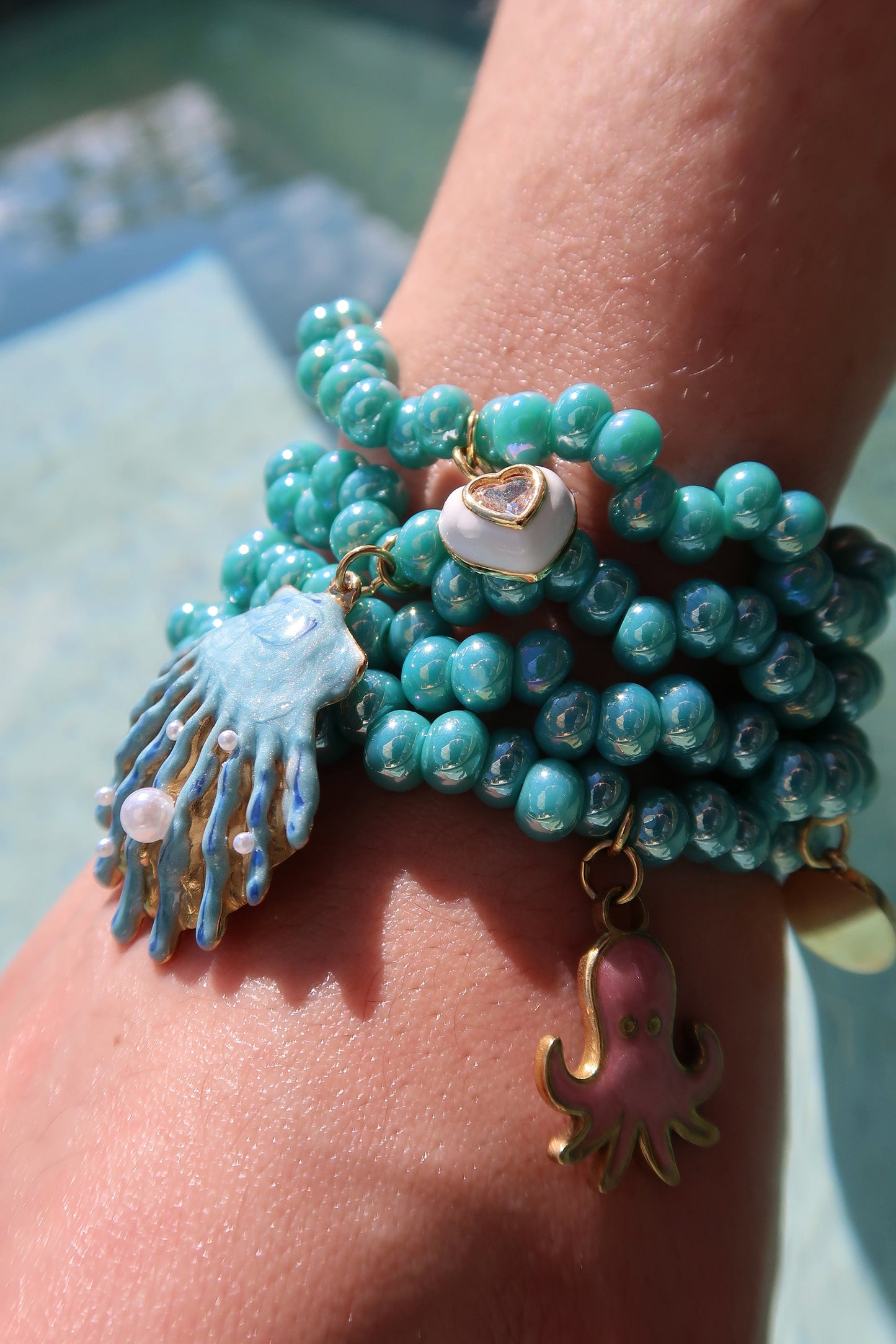 Sun & Shell 4 Piece Pearlized Bracelet 4 piece Stack
