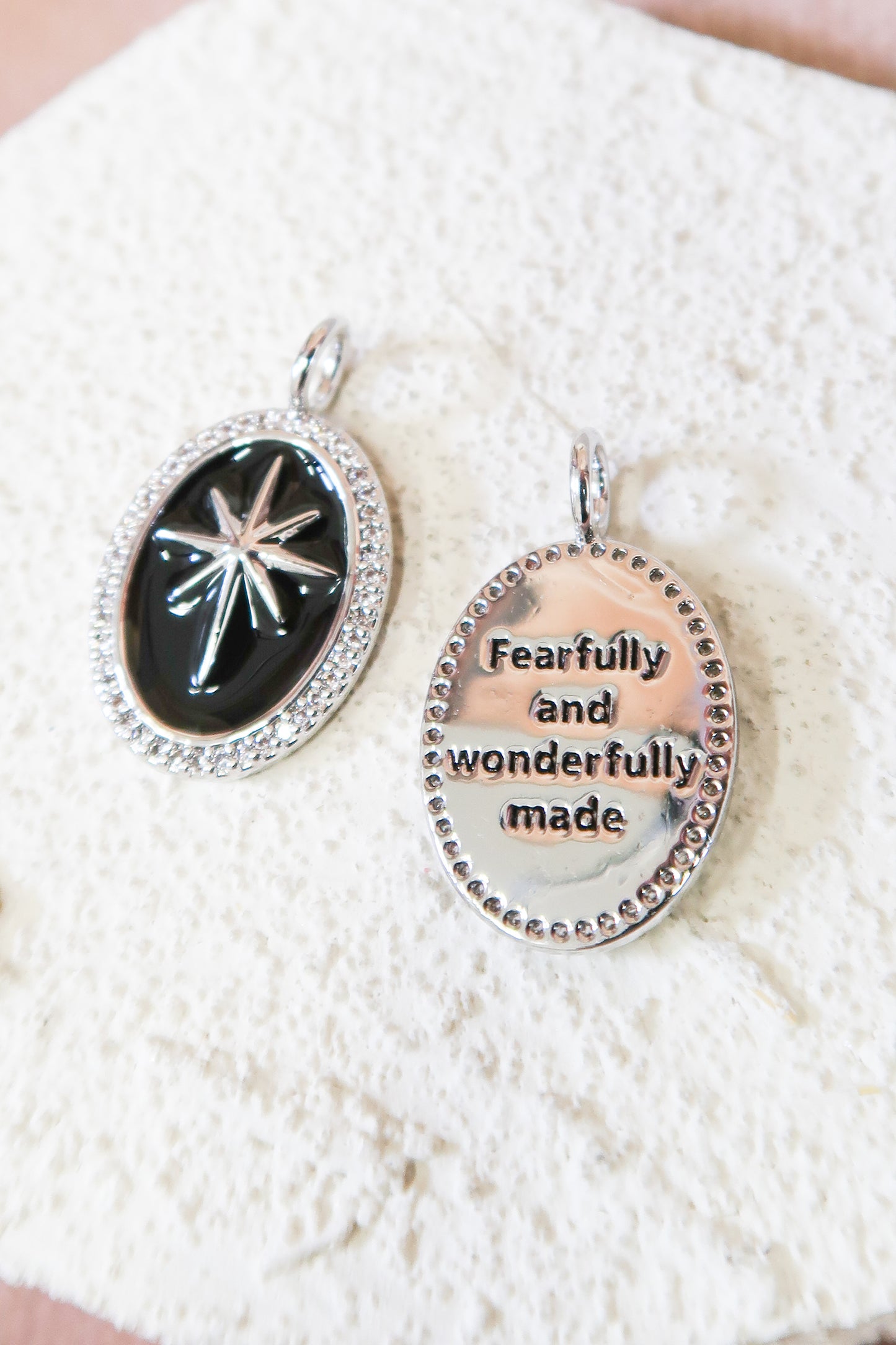 Fearfully & Wonderfully Made Onyx Enamel Charm - 316L Stainless Steel