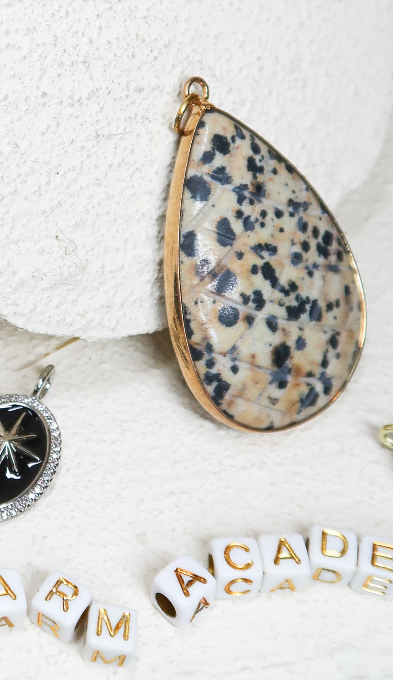 Biology Dalmatian Jasper or Onyx Natural Stone Charm