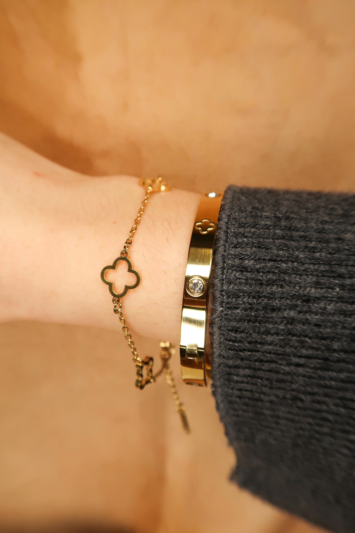 Clover Bangle 316L Stainless Steel Duo