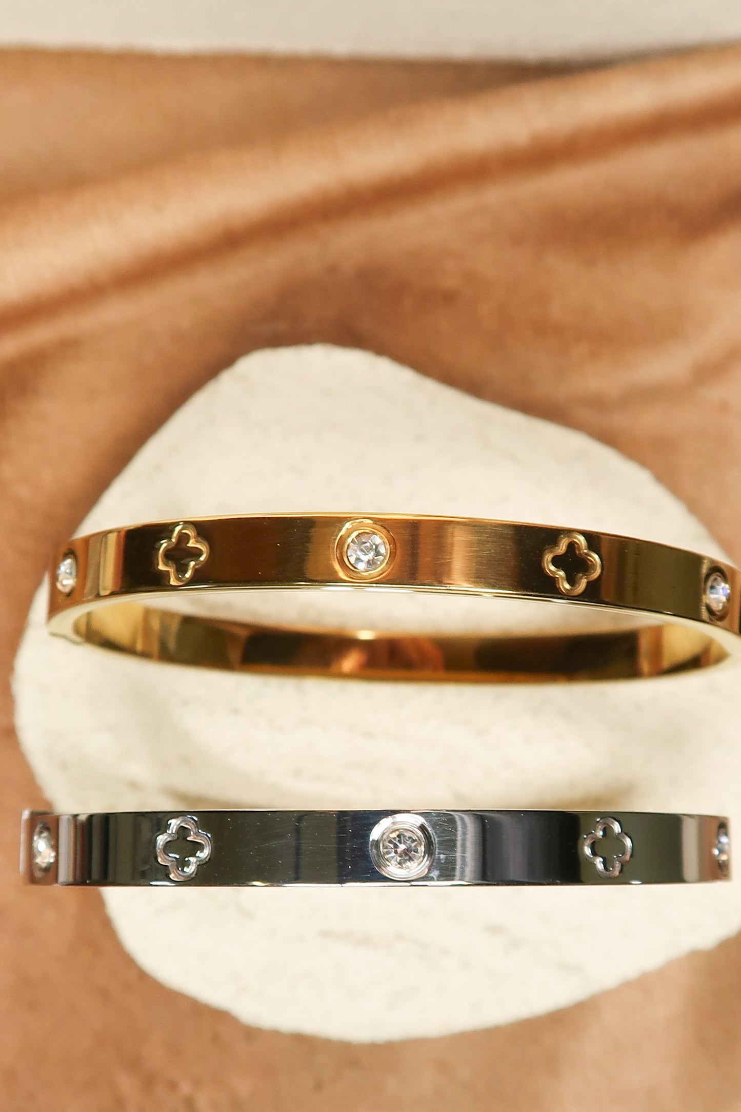 Clover Bangle 316L Stainless Steel Duo