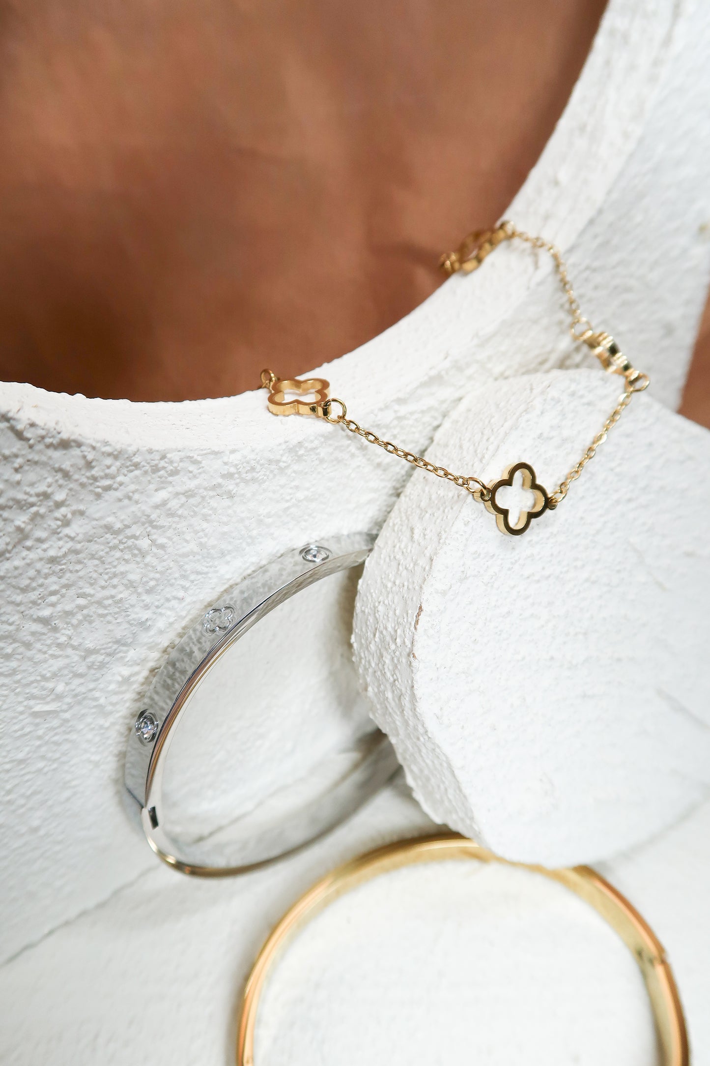 Clover Bangle 316L Stainless Steel Duo