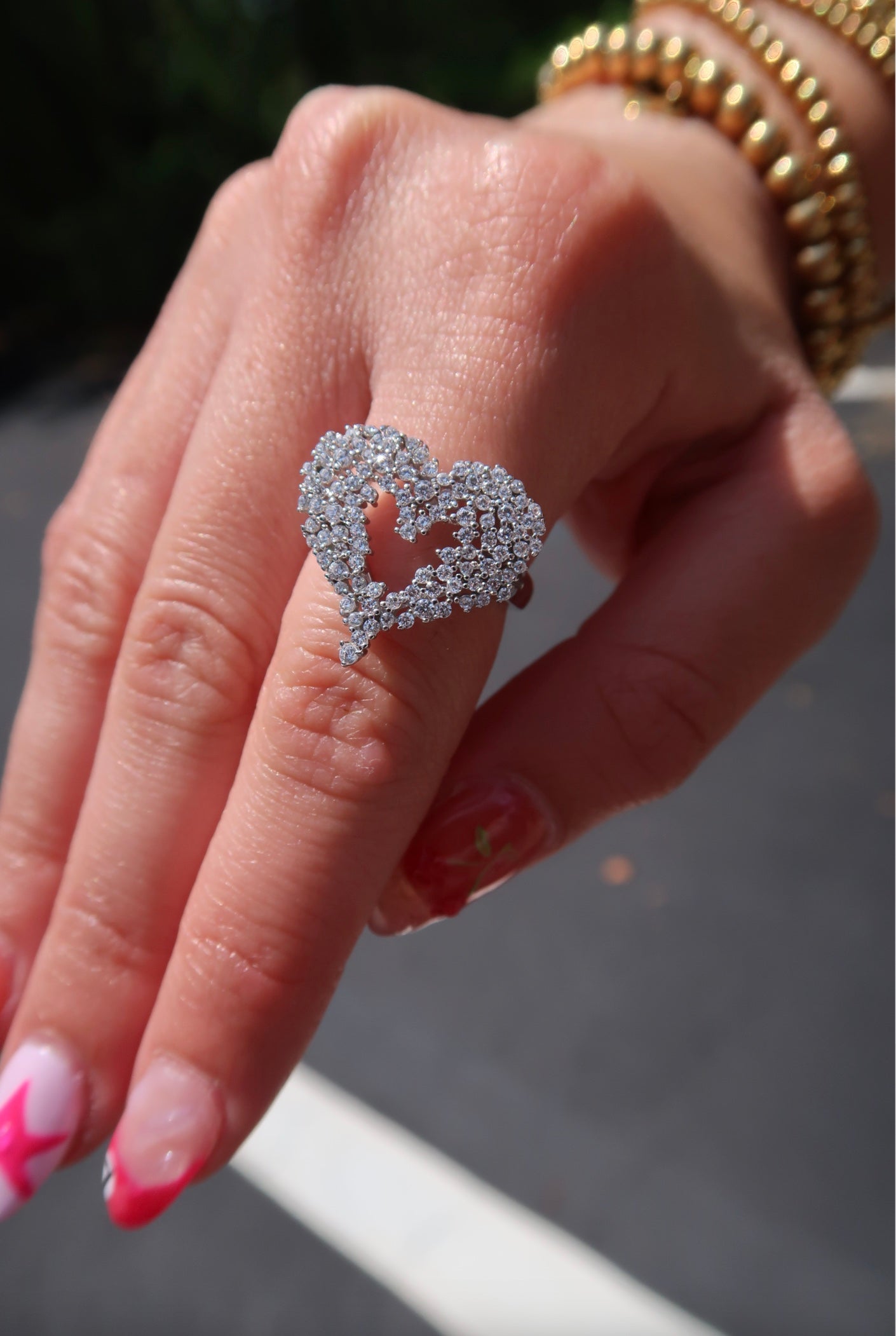 Cold Hearted .925 Sterling Silver Moissanite Heart Ring