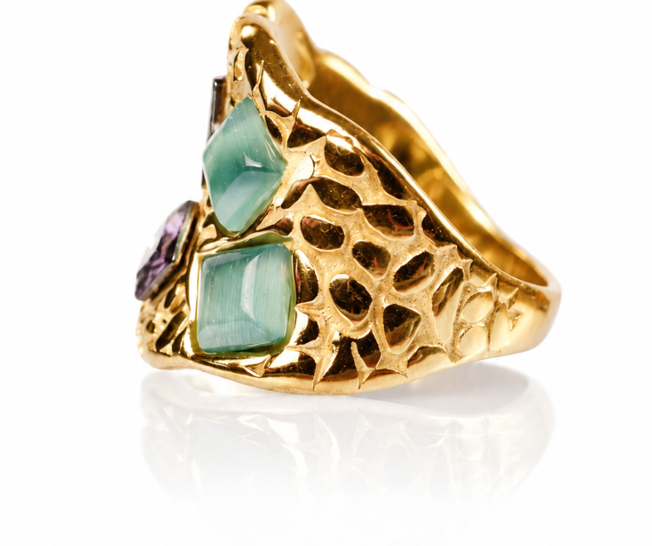 European Affair 316L Stainless Steel Gem Cocktail Ring