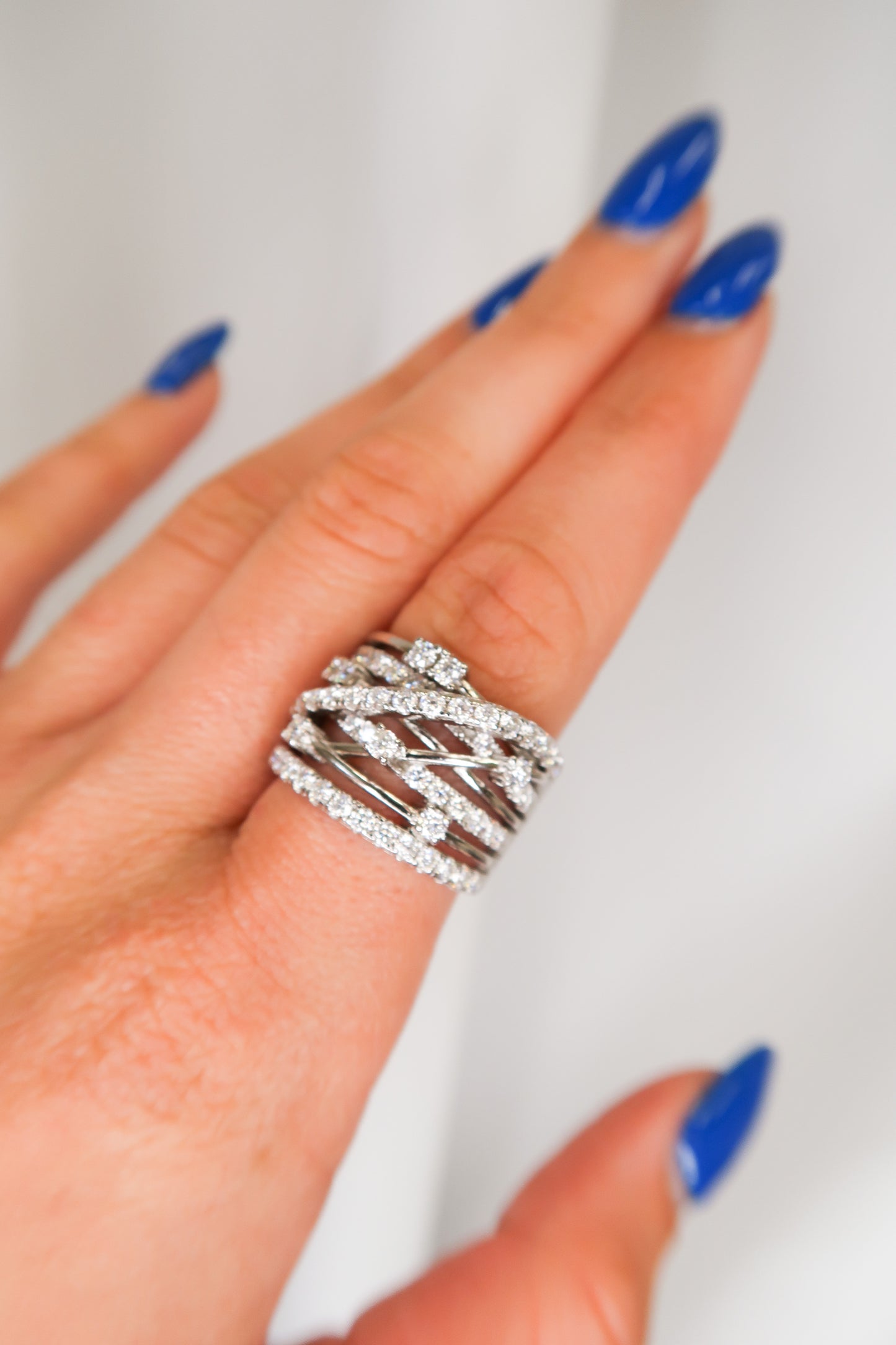 Elana .925 Sterling Silver 1.8 Carat Moissanite Multi Band Ring