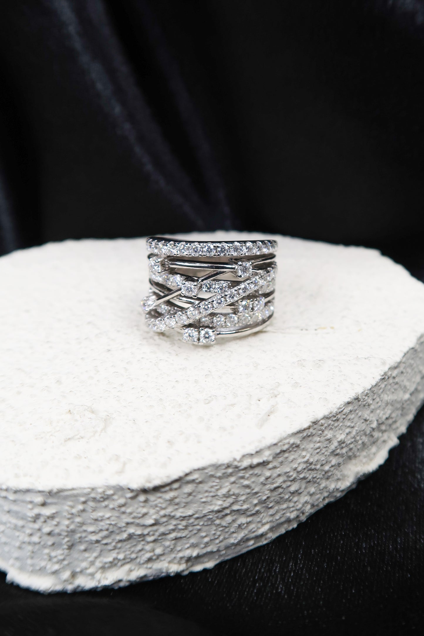 Elana .925 Sterling Silver 1.8 Carat Moissanite Multi Band Ring
