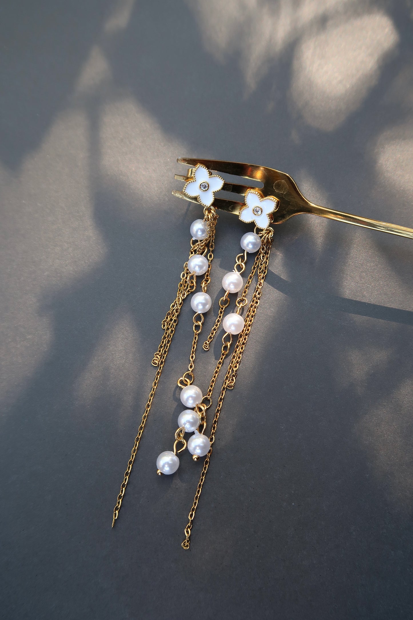 Golden Glam Pearl 316L Stainless Steel Drop Earrings