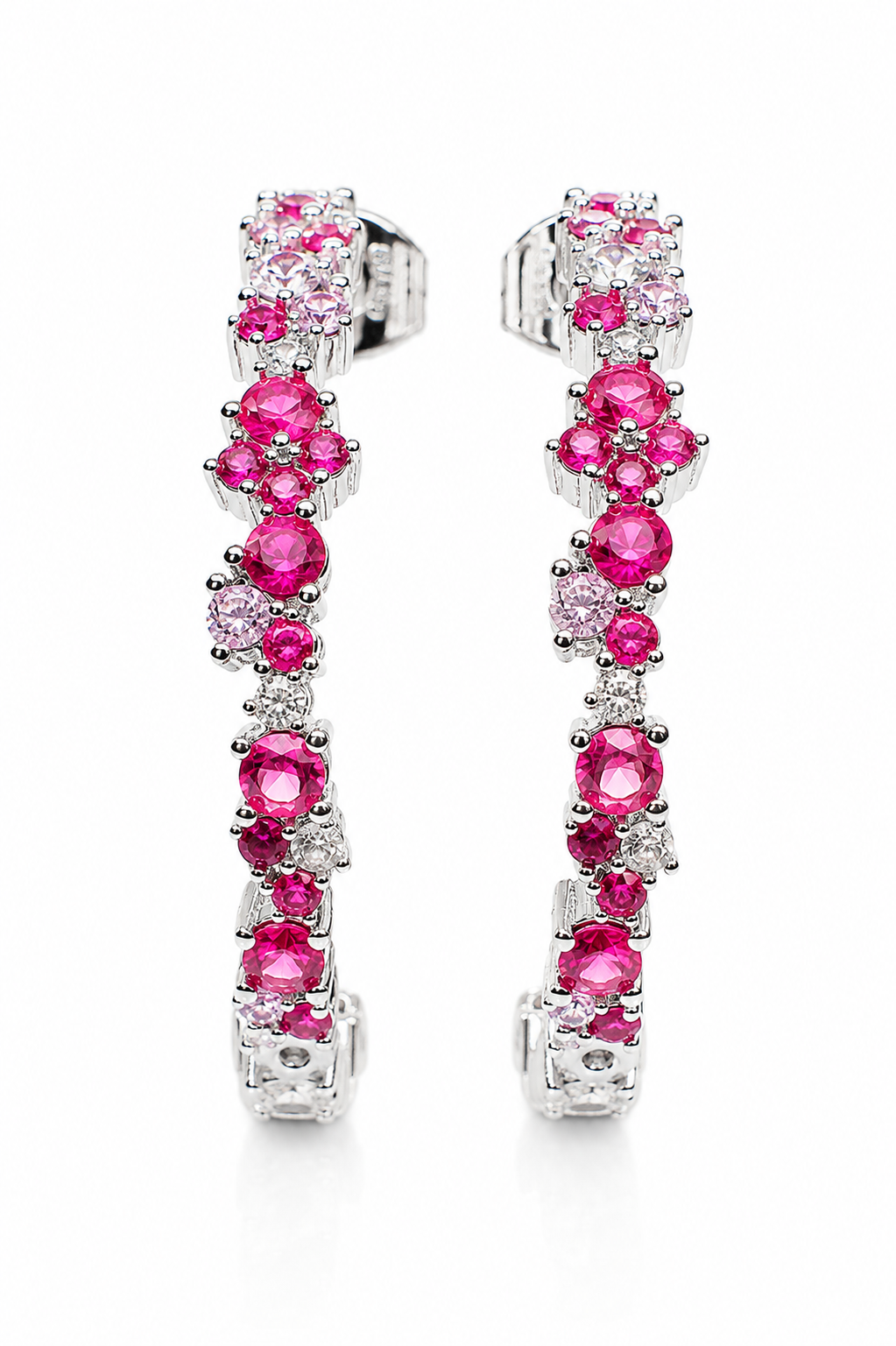10 Years in Bloom 316L Stainless Steel Pink Crystal Floral Hoops