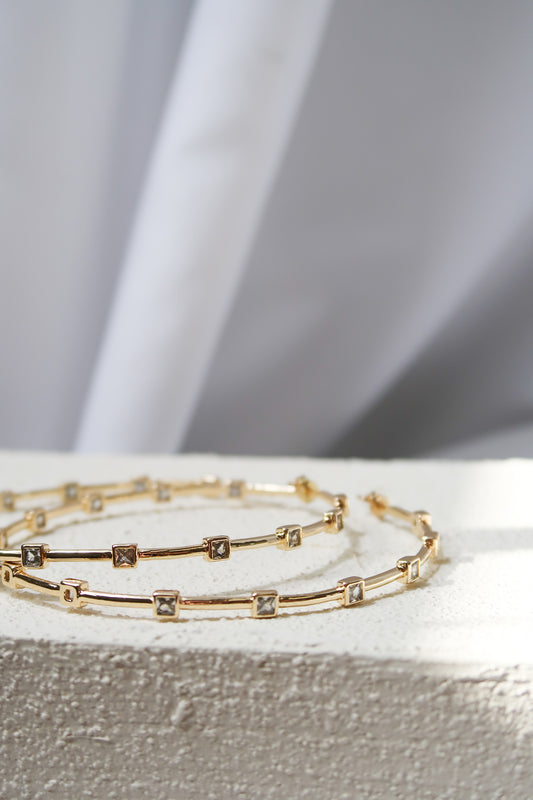 Karina Crystal 316L Stainless Steel Gold Hoops