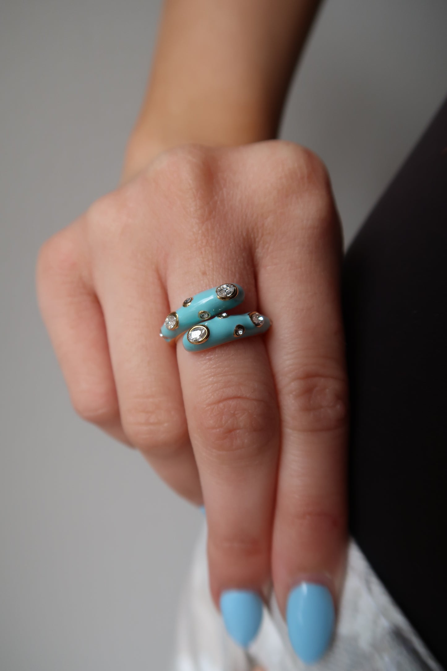 Viva Adjustable Crystal 316 Stainless Steel Enamel Rings