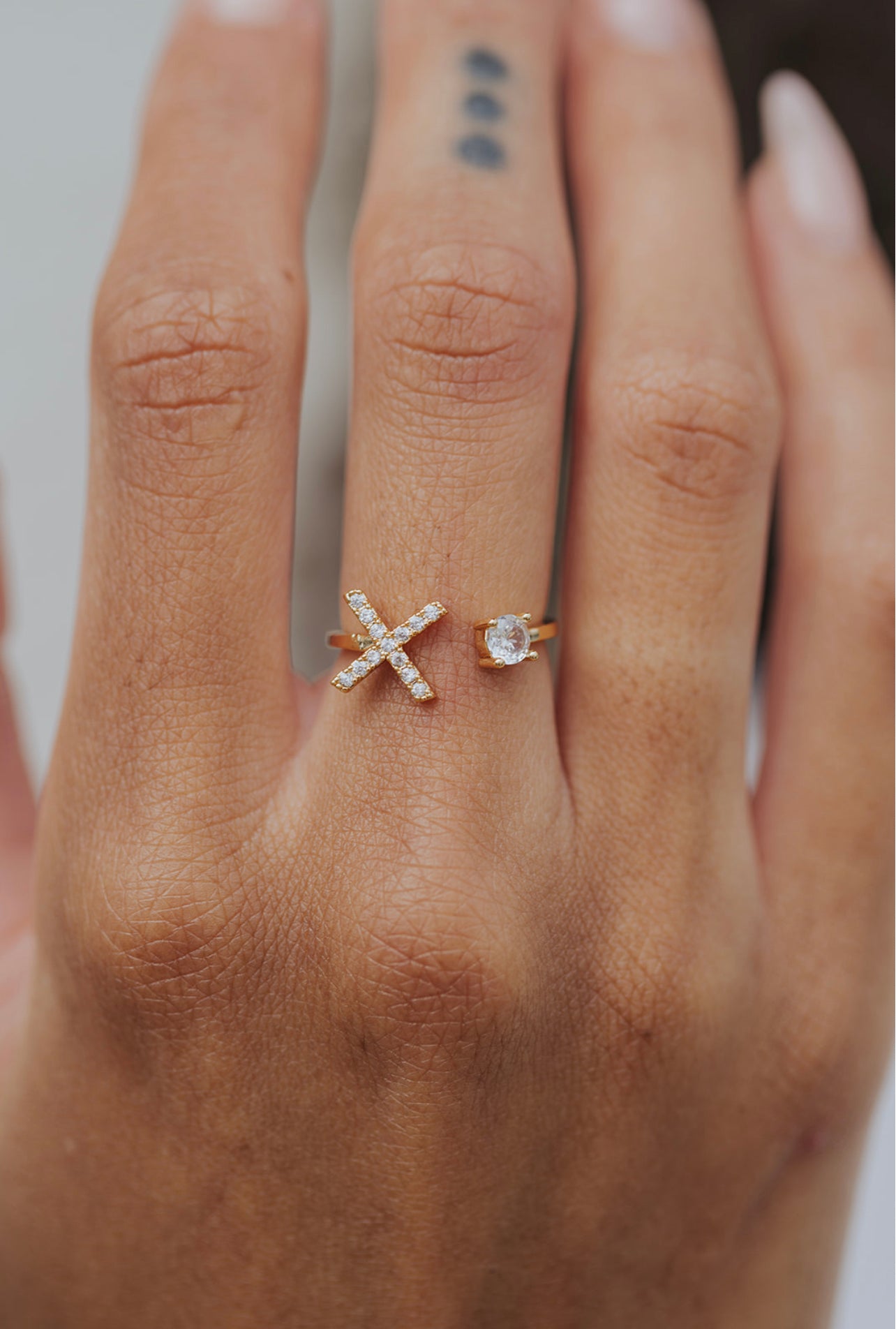 Crystal Initial 316L Stainless Steel Ring