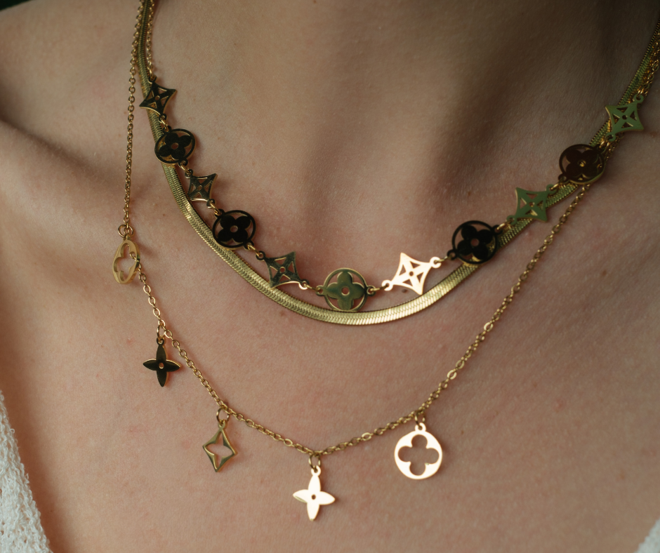Clover Collection Necklace and Bracelet 316L Stainless Steel Trio