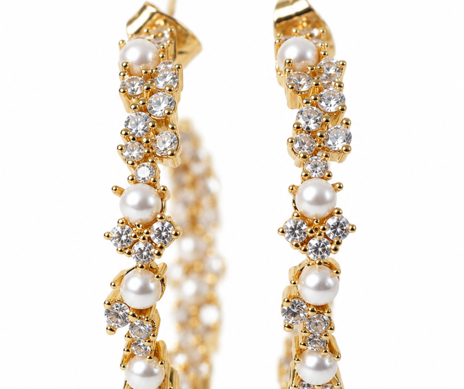 Primadonna Pearl & Crystal Hoop Earrings | 10 Year Anniversary