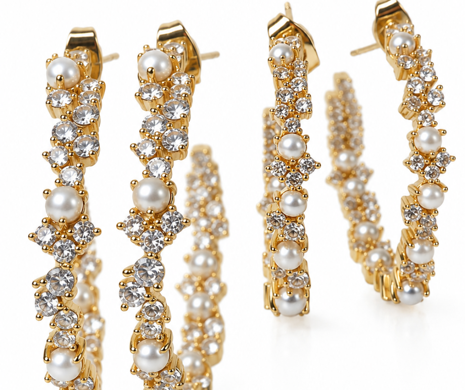 Primadonna Pearl & Crystal Hoop Earrings | 10 Year Anniversary