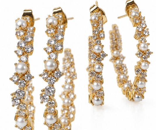 Primadonna Pearl & Crystal Hoop Earrings | 10 Year Anniversary