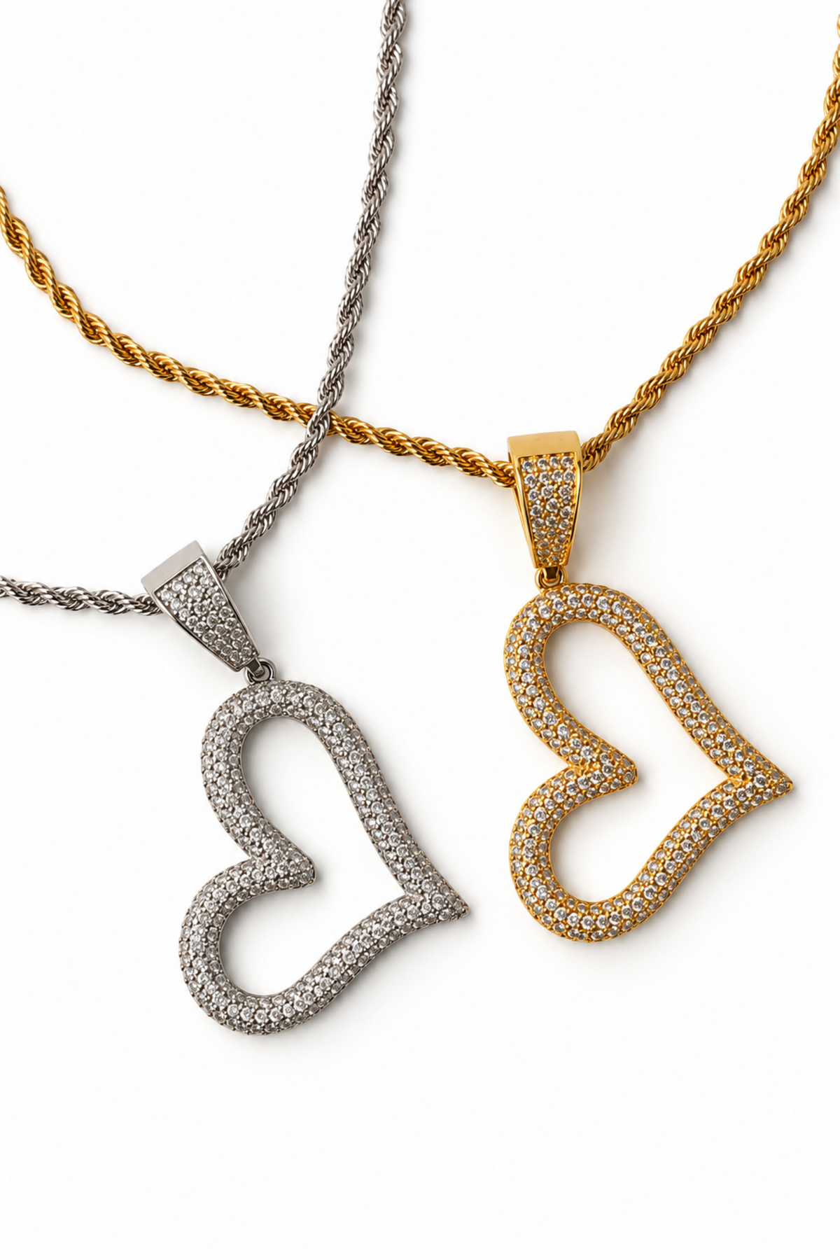 90's Crystal Heart 316L Stainless Steel Necklace