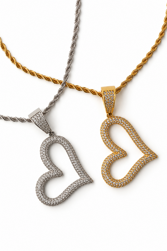 90's Crystal Heart 316L Stainless Steel Necklace
