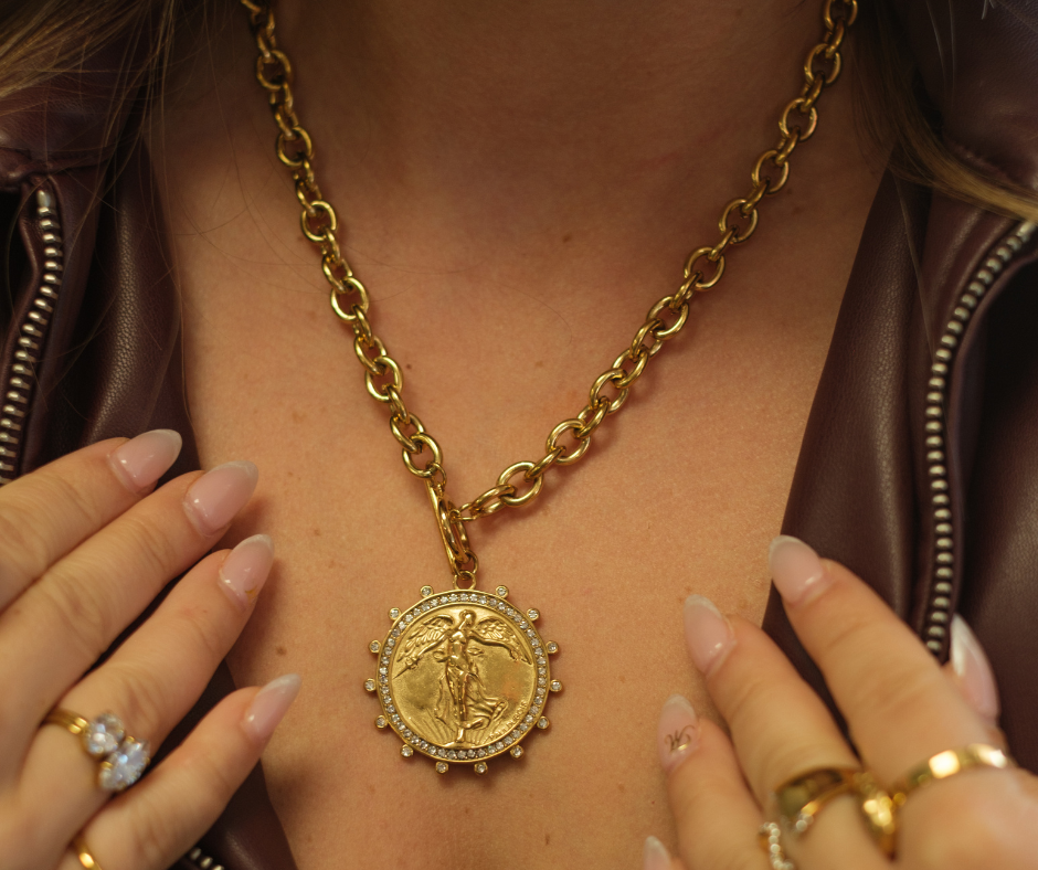 Regalia Crystal Coin Necklace