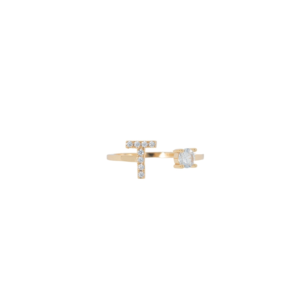 Crystal Initial 316L Stainless Steel Ring