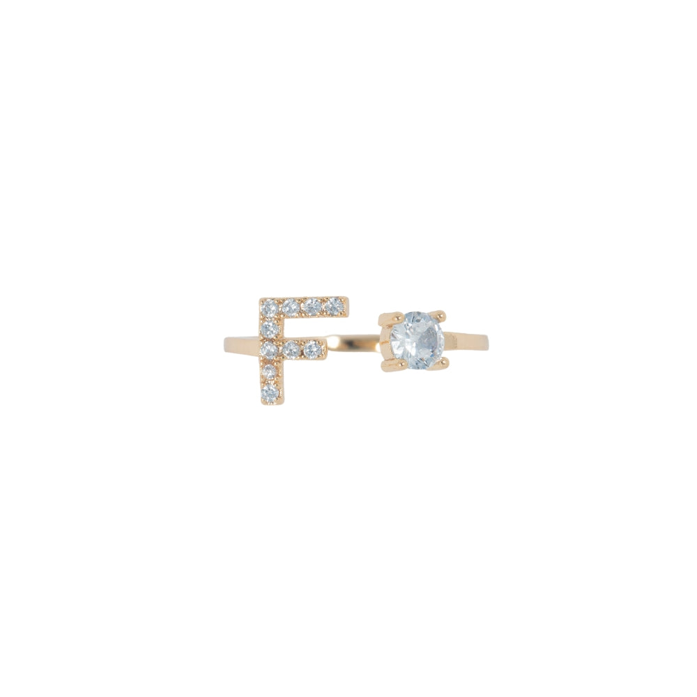 Crystal Initial 316L Stainless Steel Ring