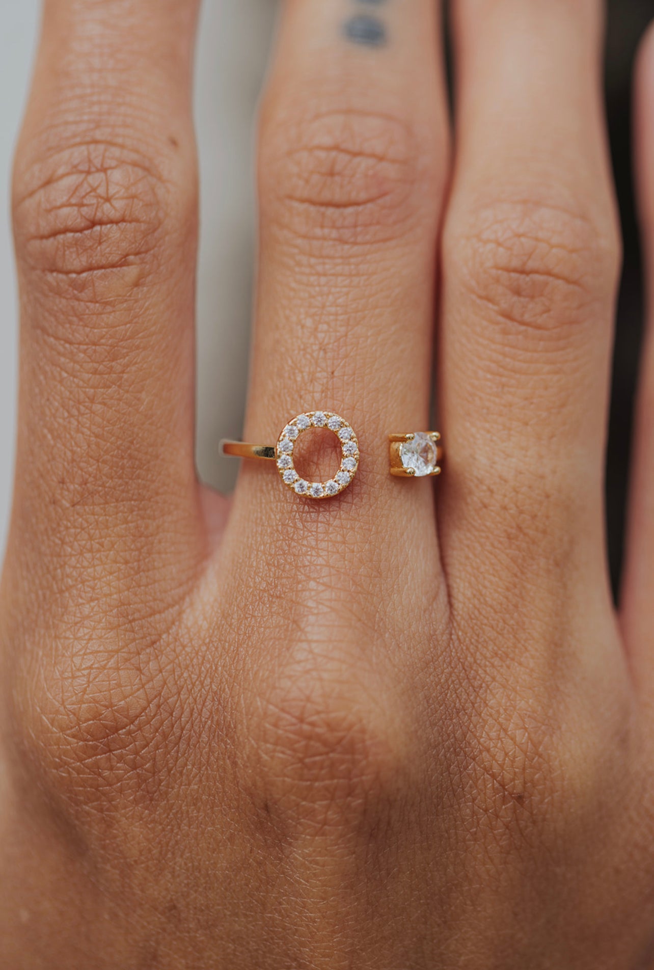 Crystal Initial 316L Stainless Steel Ring