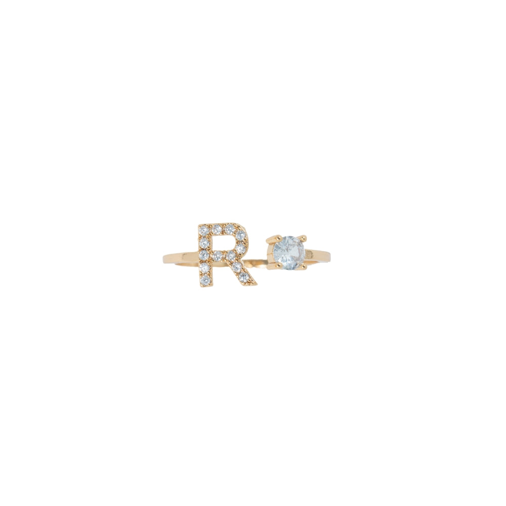 Crystal Initial 316L Stainless Steel Ring