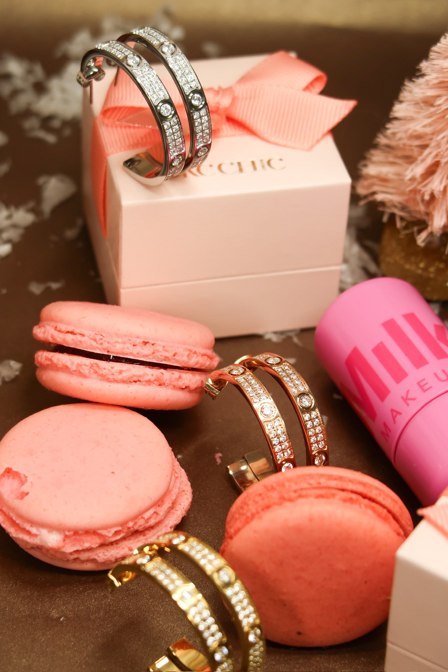 The Glimmer Crystal 316L Stainless Steel Hoops