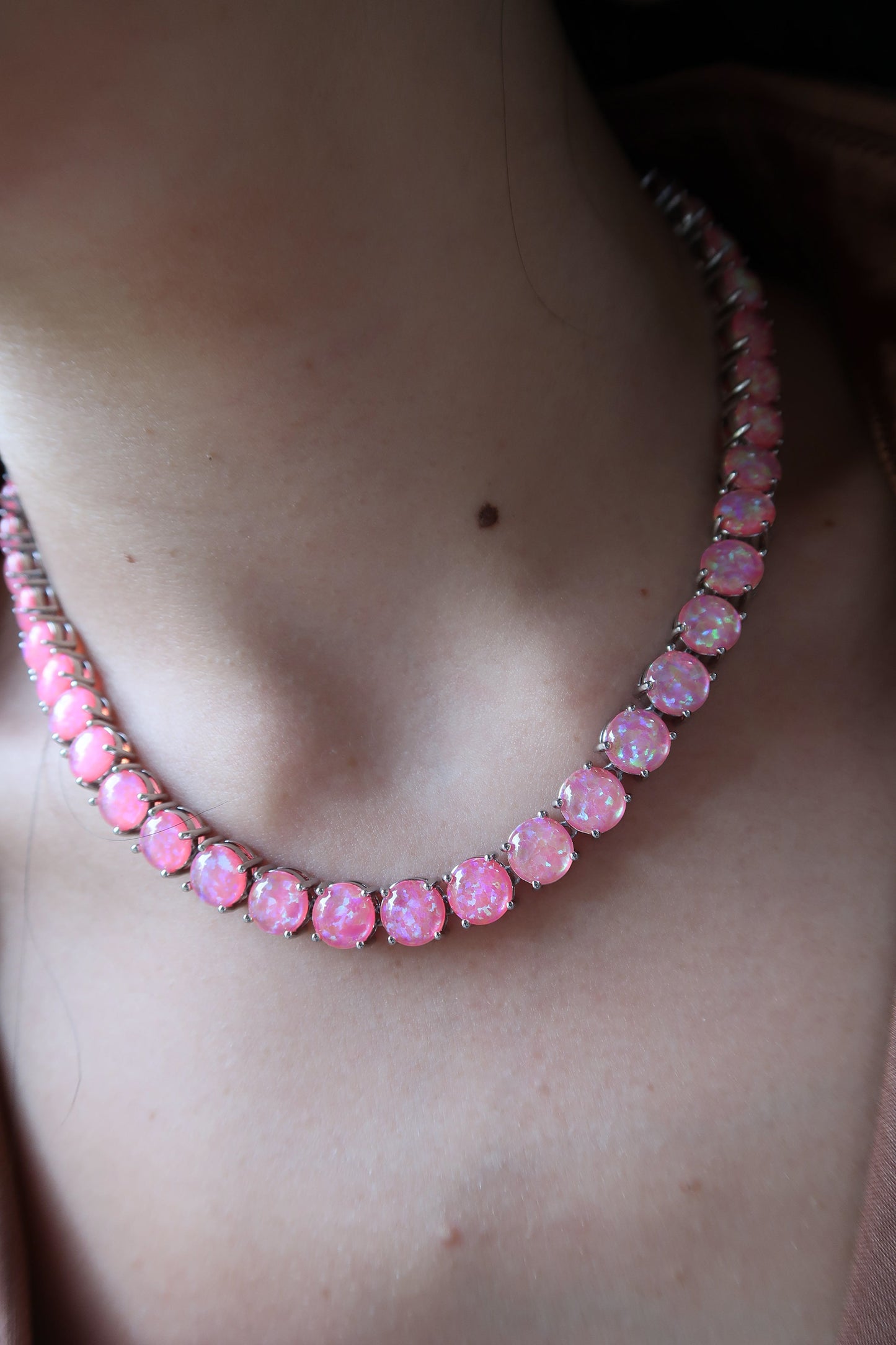 Barbie Doll Pink Natural Opal Necklace