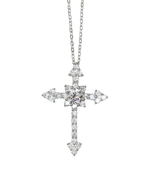 Solace 2.5 Carat Moissanite .925 Sterling Silver Cross Necklace