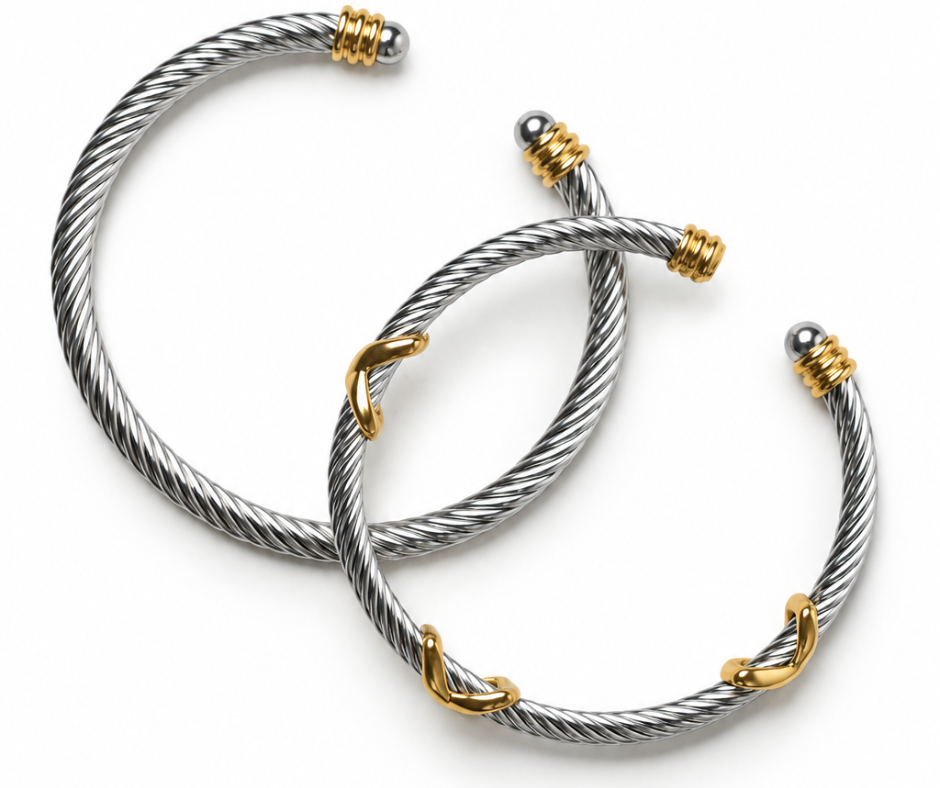 Gilded Twist Two Tone Bangle Duo