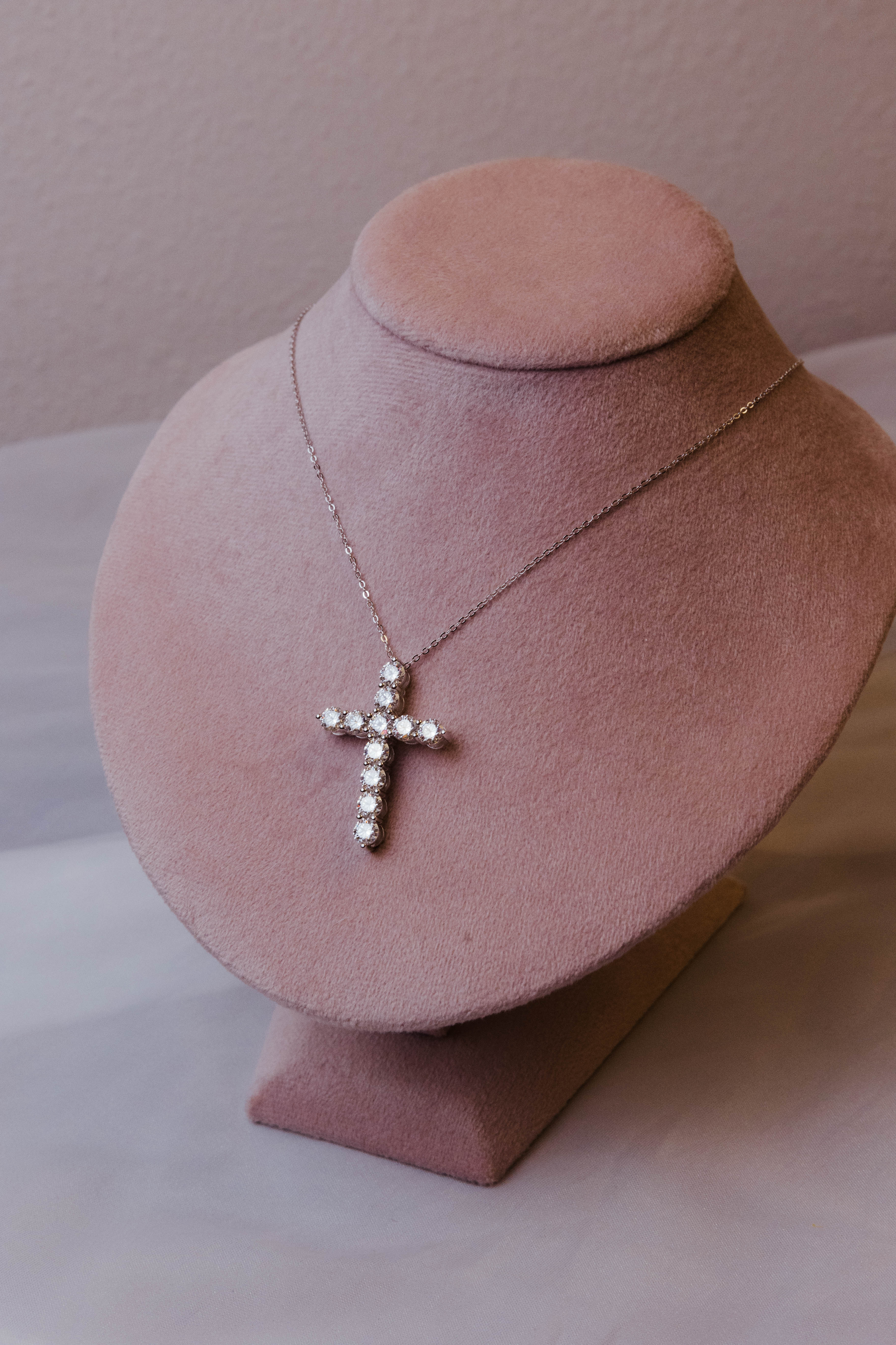 Donatella .925 Sterling Silver Moissanite Cross Necklace **READY TO SHIP**