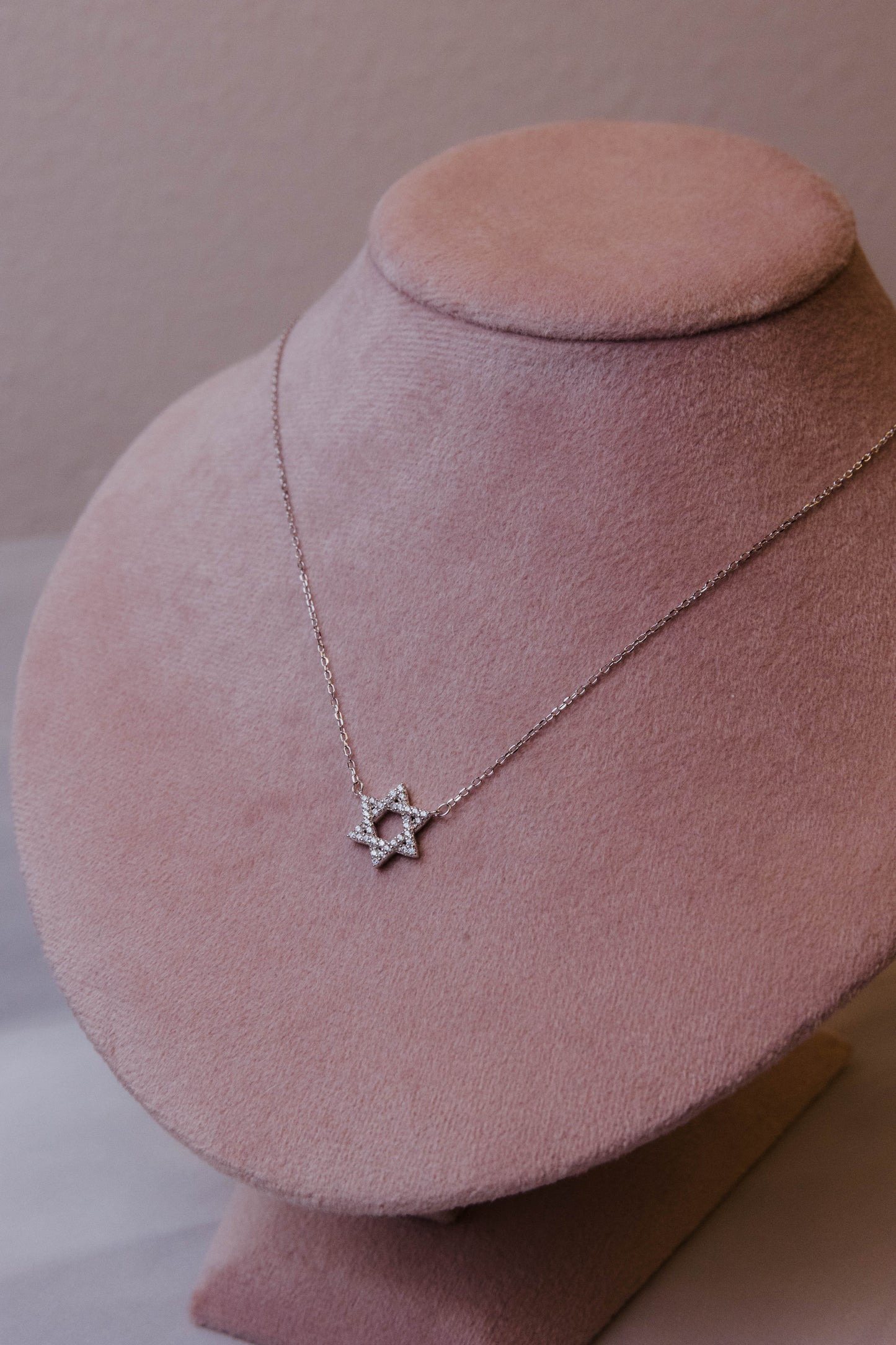 Star of David .925 Sterling Silver  Crystal Necklace