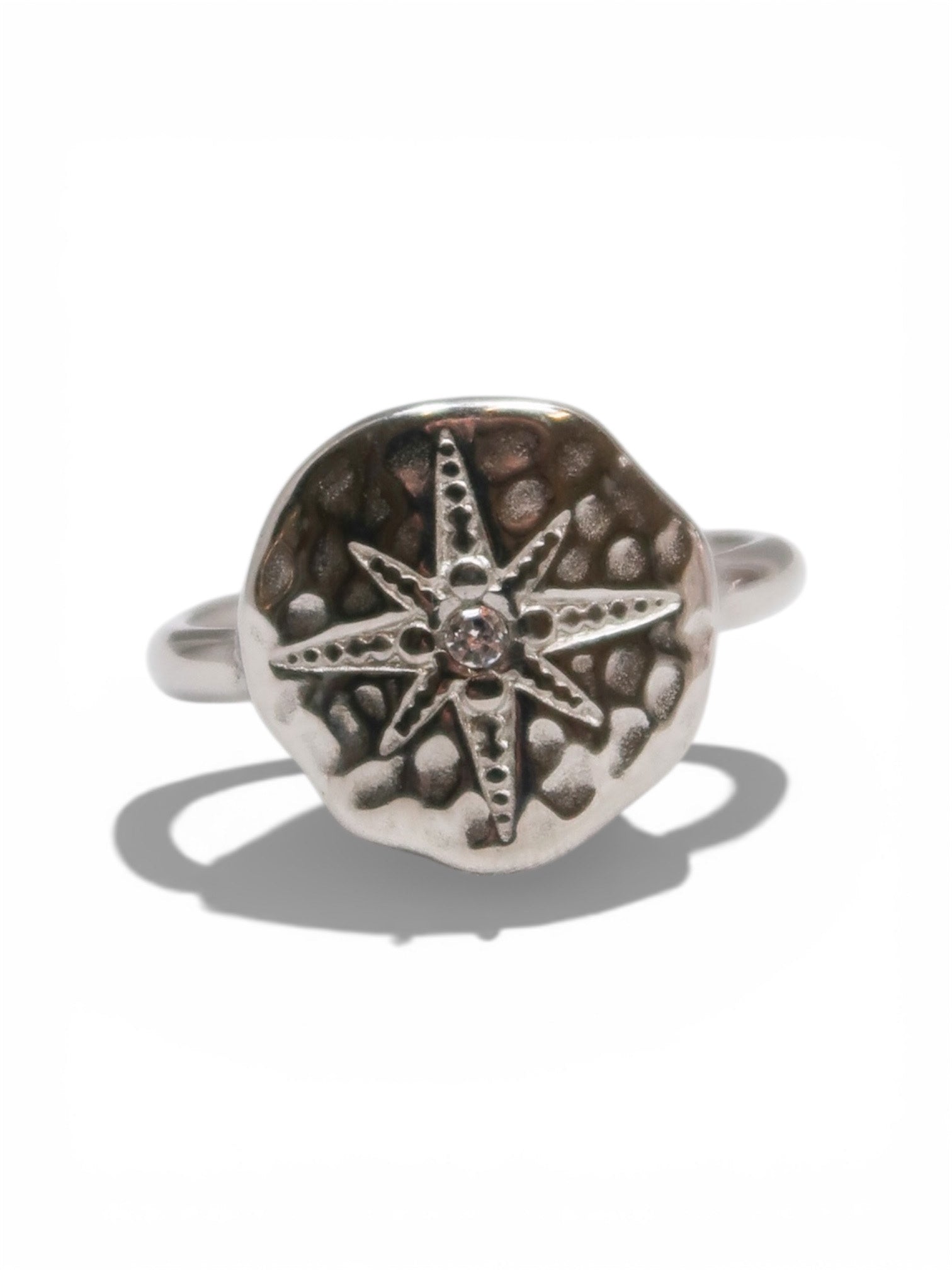 Crystal Burst Adjustable Ring stainless steel
