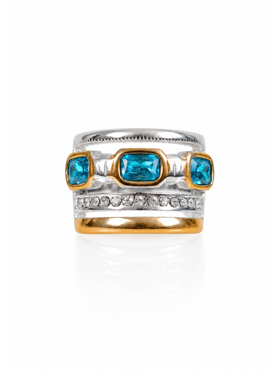 The Chelsea Aquamarine 316L Stainless Steel Multi Band Ring