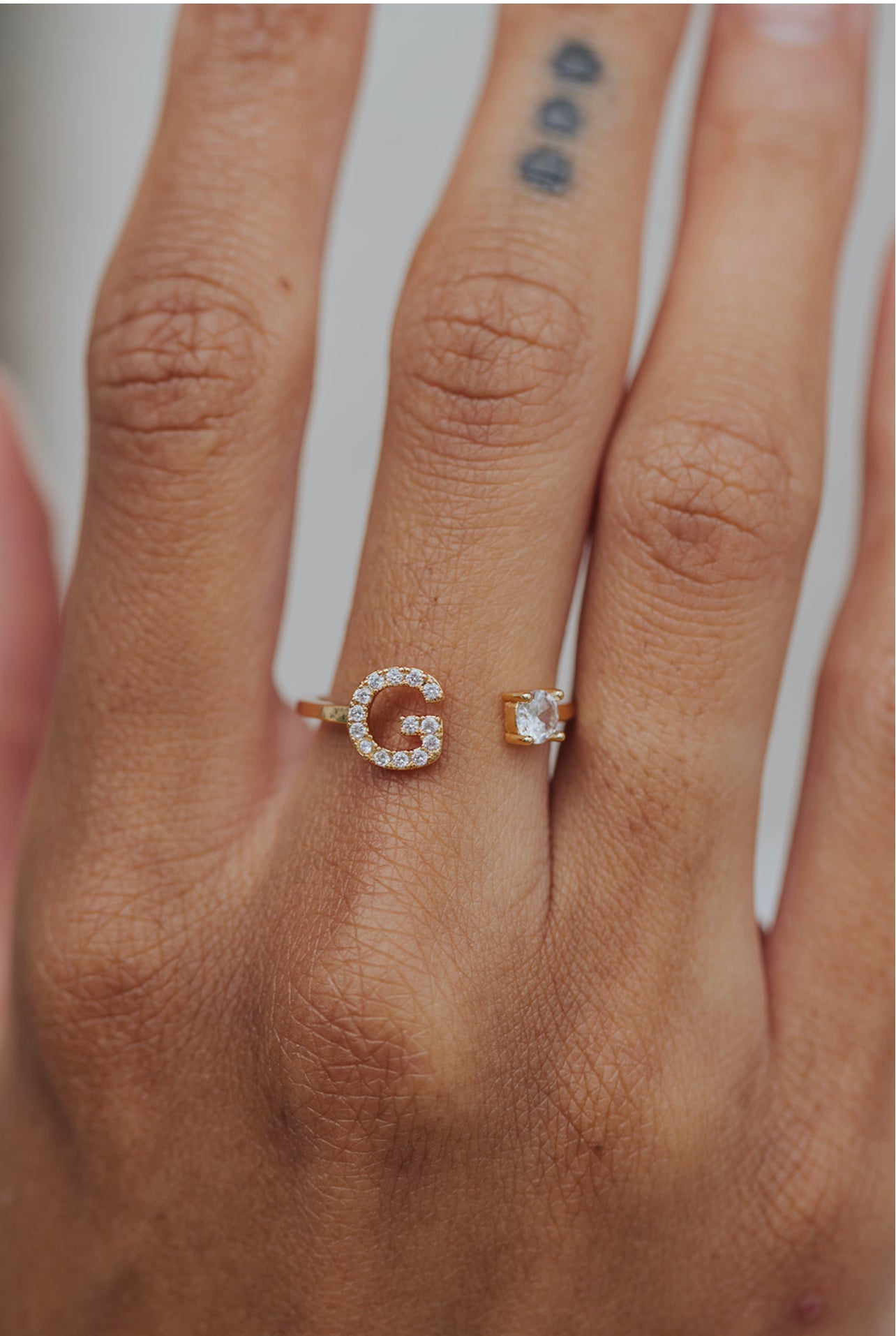 Crystal Initial 316L Stainless Steel Ring