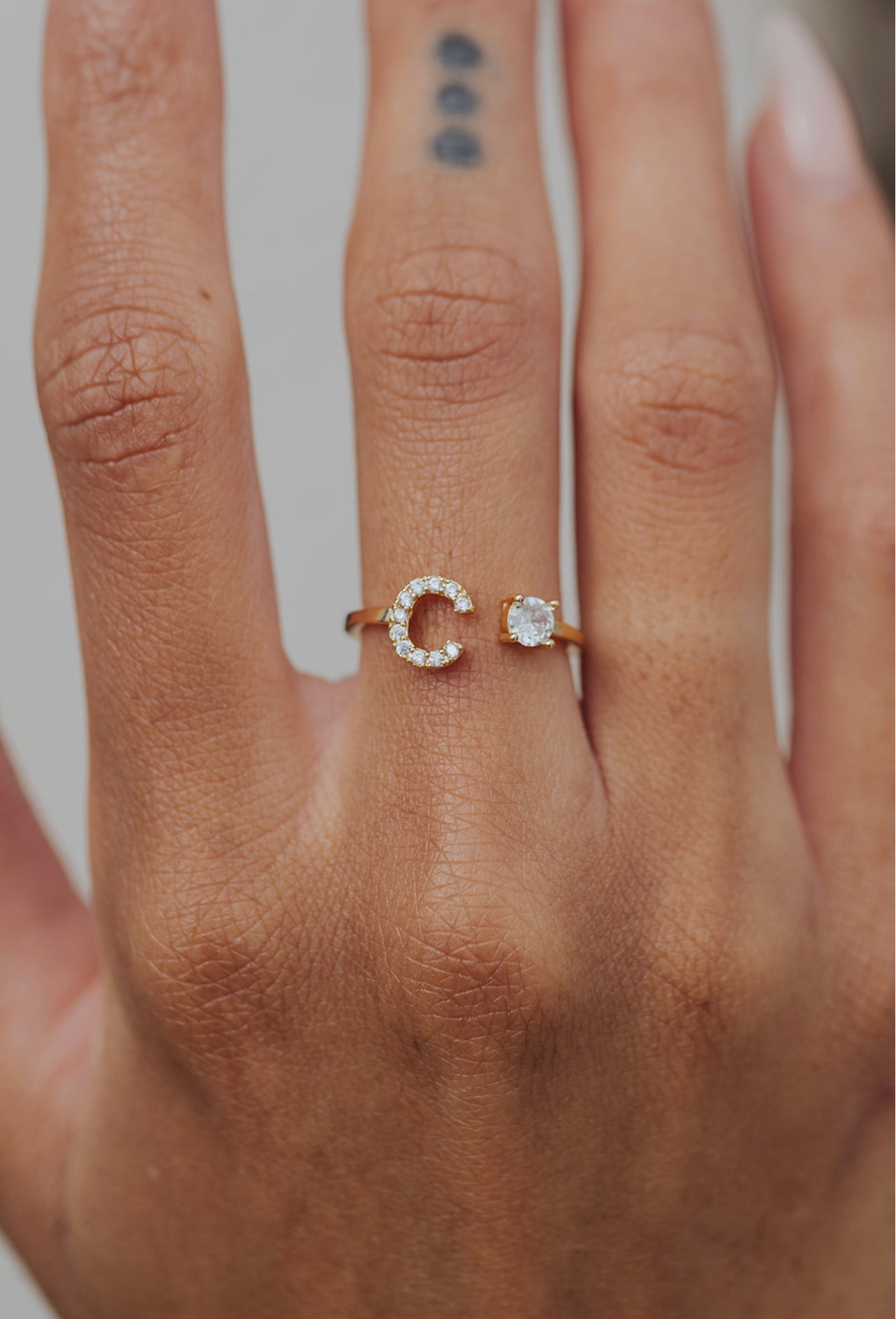316L Stainless Steel Crystal Initial Ring