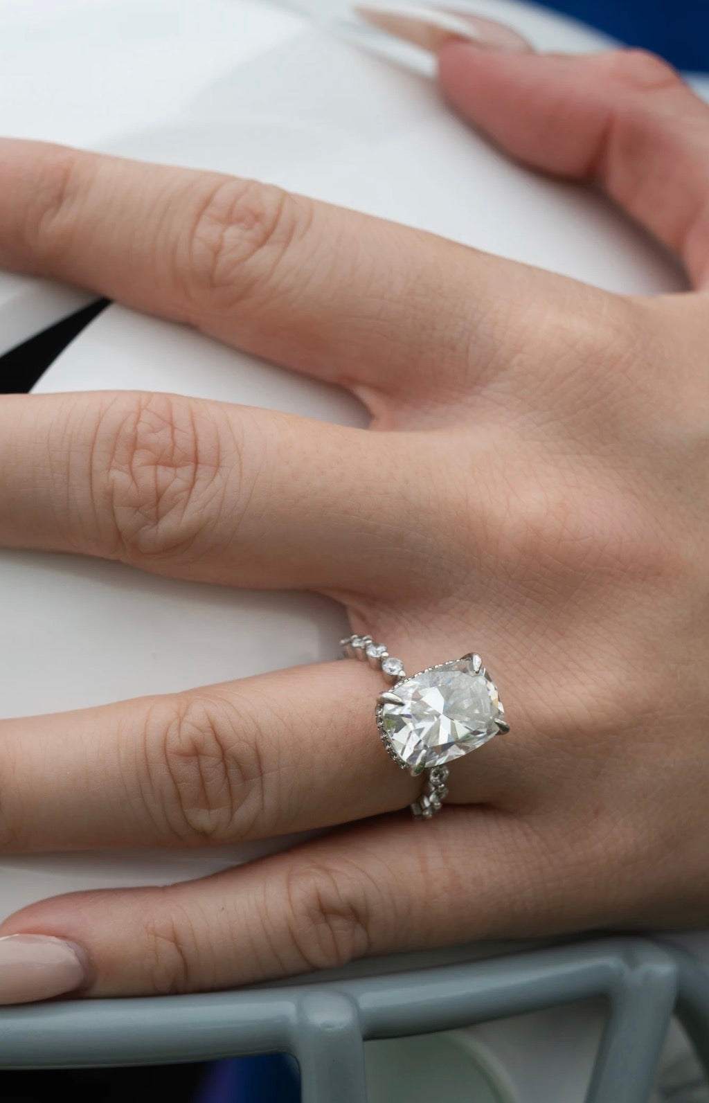 Marry Rich .925 Sterling Silver Cushion 11 Carat Moissanite Ring